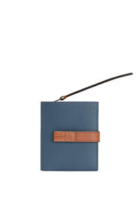 LOEWE Compact zip wallet in soft grained calfskin Steel Blue/Tan