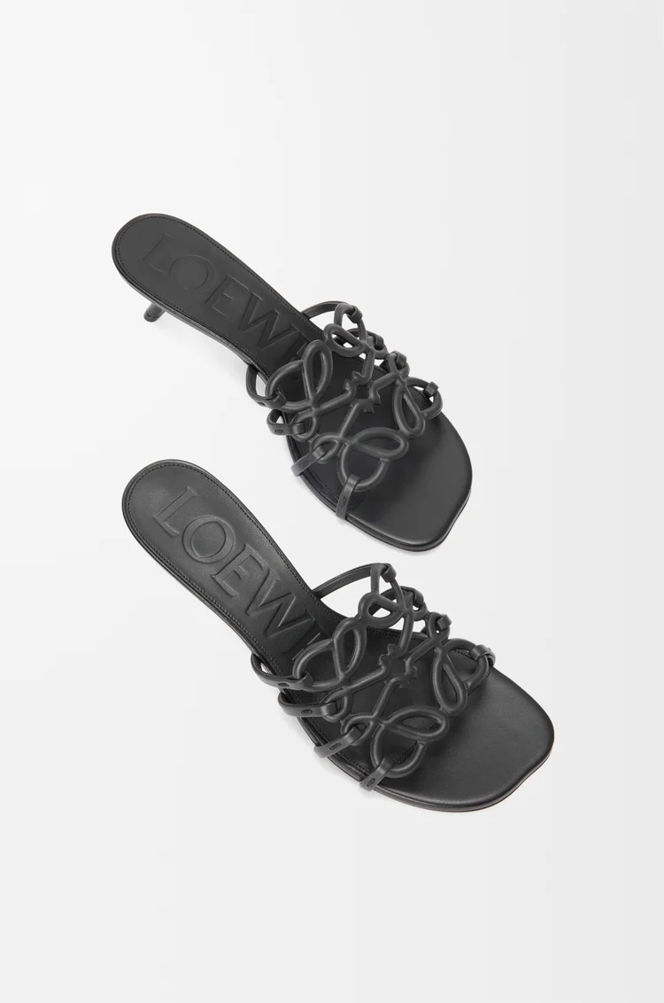 LOEWE Petal Anagram slide in soft calfskin Black