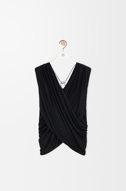 LOEWE Top drapeado en seda Negro