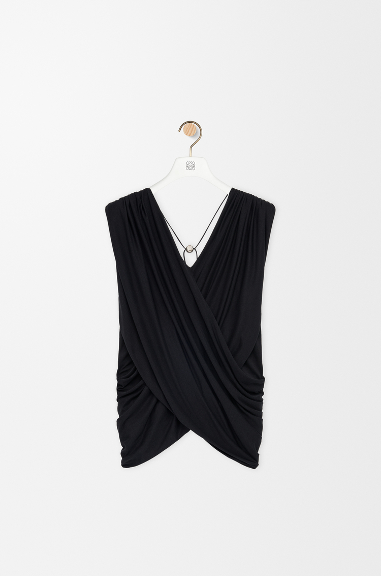 LOEWE Top drapeado en seda Negro