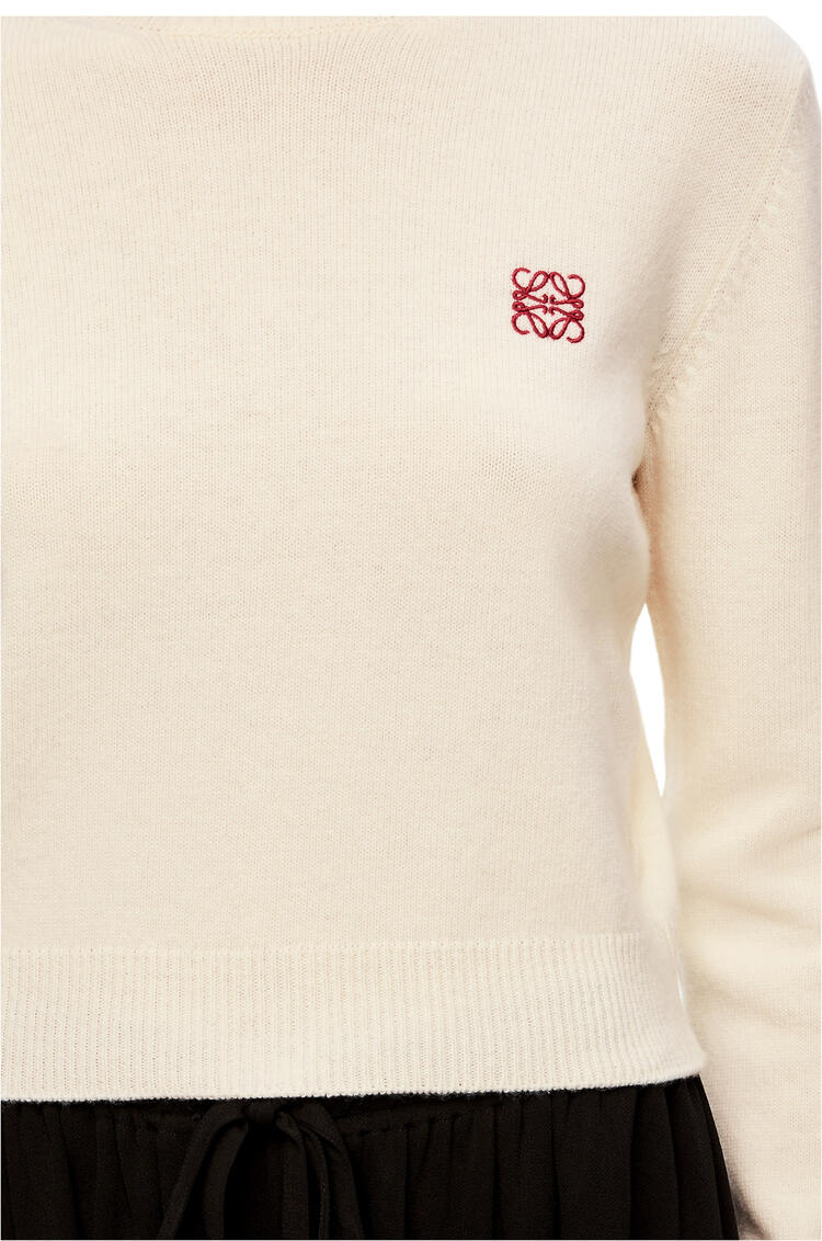 LOEWE Jersey cropped en lana con Anagrama Blanco Suave pdp_rd