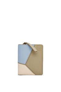 LOEWE Puzzle compact zip wallet in classic calfskin Dusty Blue/Sage Green/Angora