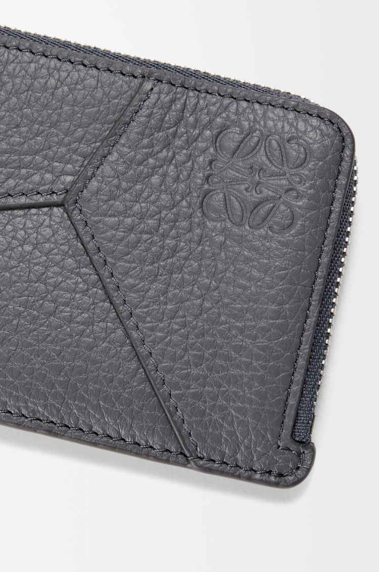 LOEWE Porte-cartes et monnaie Puzzle en cuir de veau grainé souple Bleu Gris