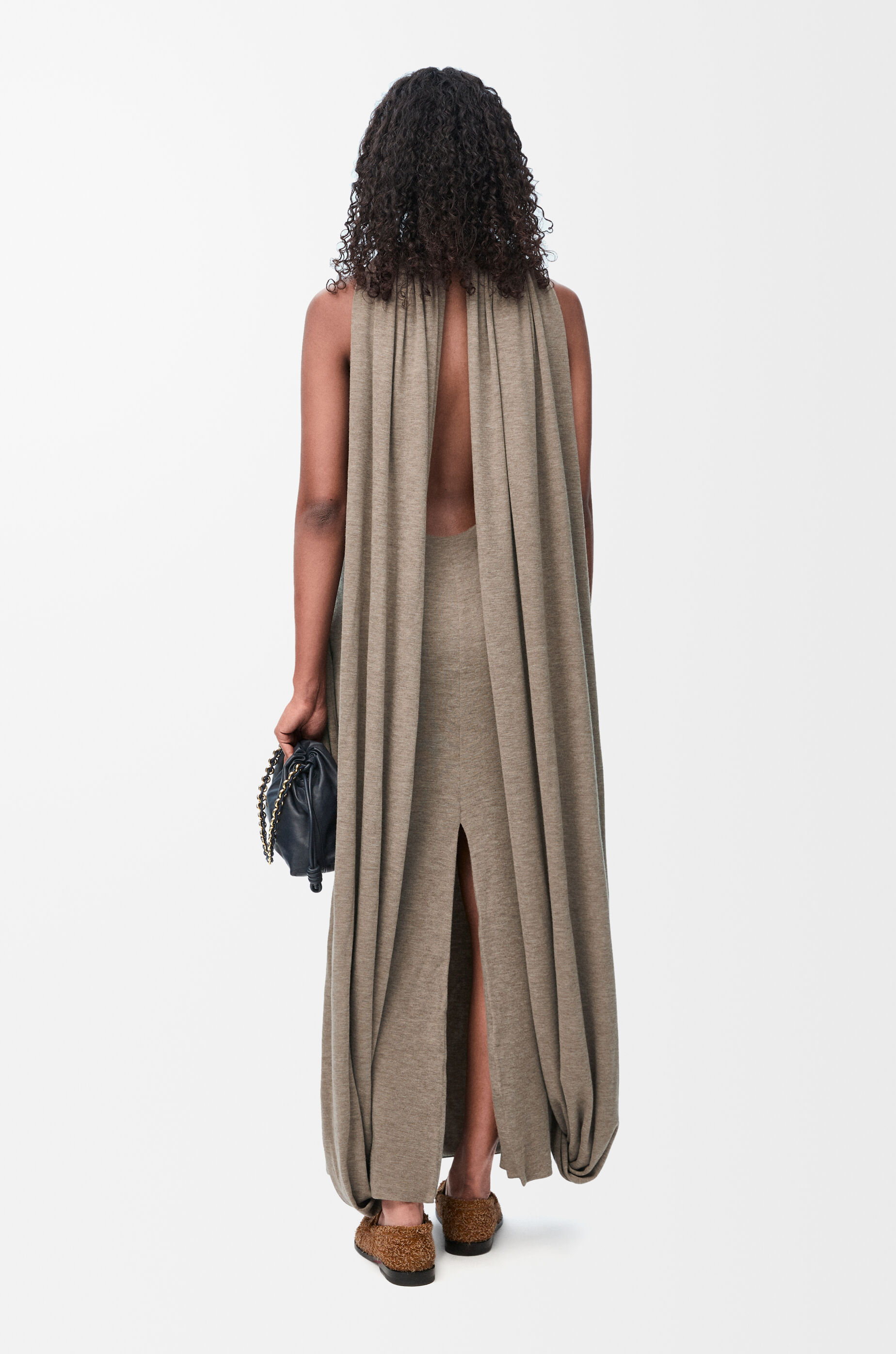 パリコレクション viscose in dress Draped and LOEWE - Brown blend cashmere アクセサリー