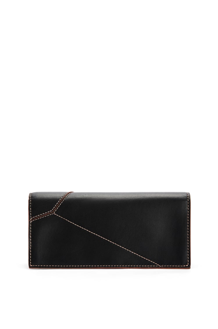 LOEWE パズルステッチ ロング ホリゾンタル ウォレット  (スムースカーフ) ブラック