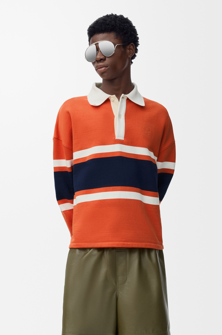 LOEWE ロングスリーブ ポロシャツ（コットン） orange/navy blue