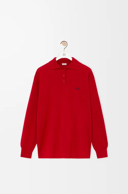 LOEWE Polo sweater in cashmere and silk blend Red