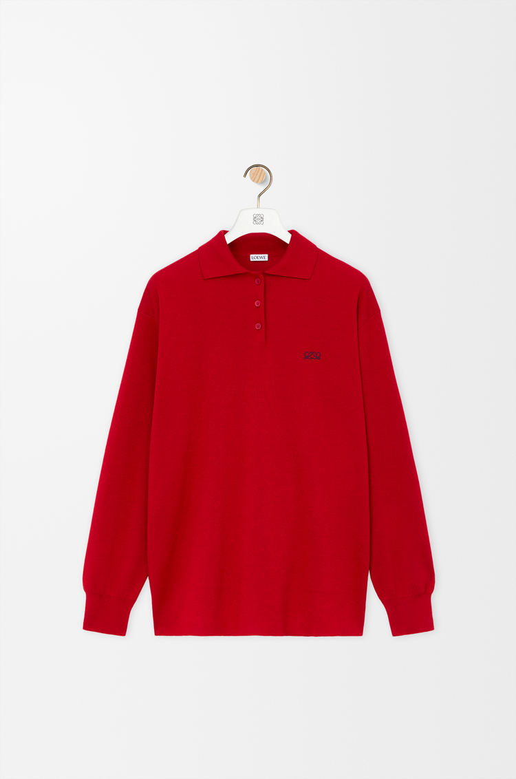 LOEWE Polo sweater in cashmere and silk blend Red