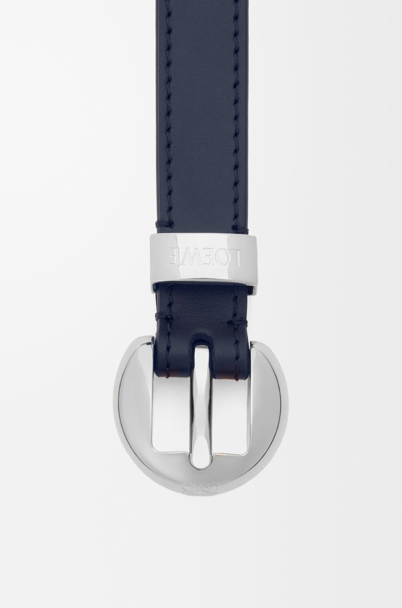 LOEWE 光滑小牛皮 Pebble 皮帶 海軍藍/鈀色