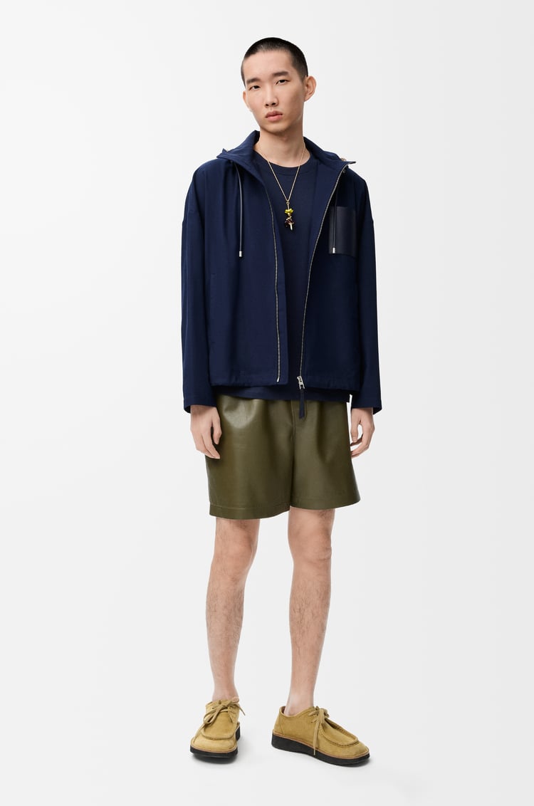 LOEWE Hooded jacket in cotton Navy/Beige