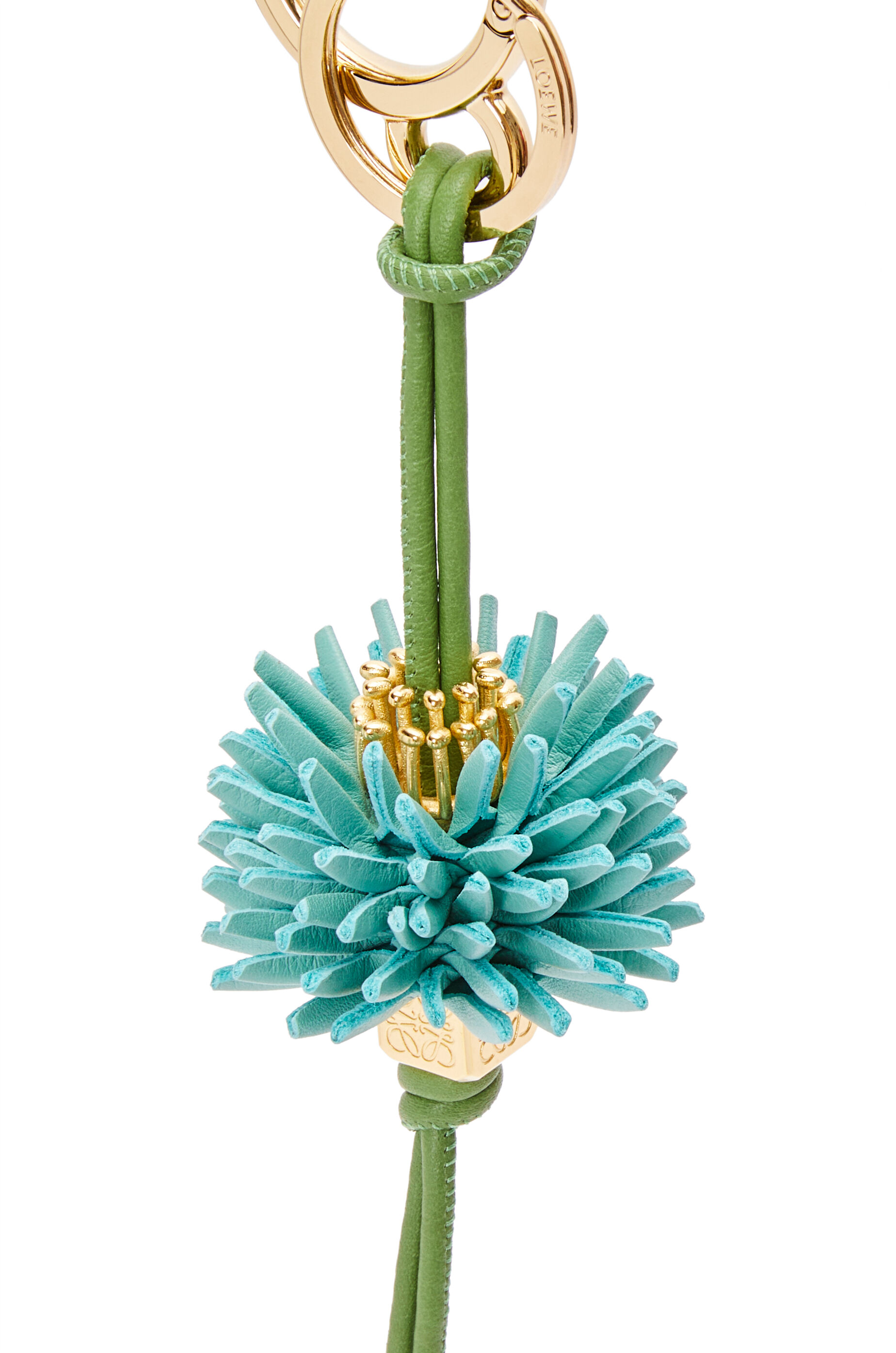Flower dice charm in classic calfskin and brass Fresh Mint LOEWE