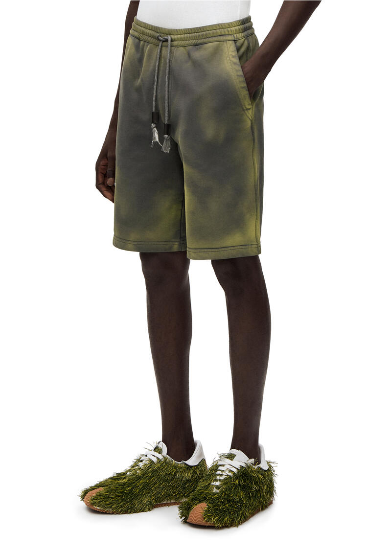 LOEWE Washed shorts in cotton Green/Yellow