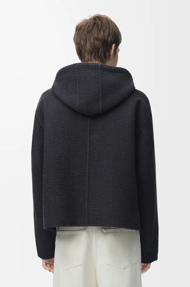 LOEWE Hooded jacket in wool blend Dark Navy Blue