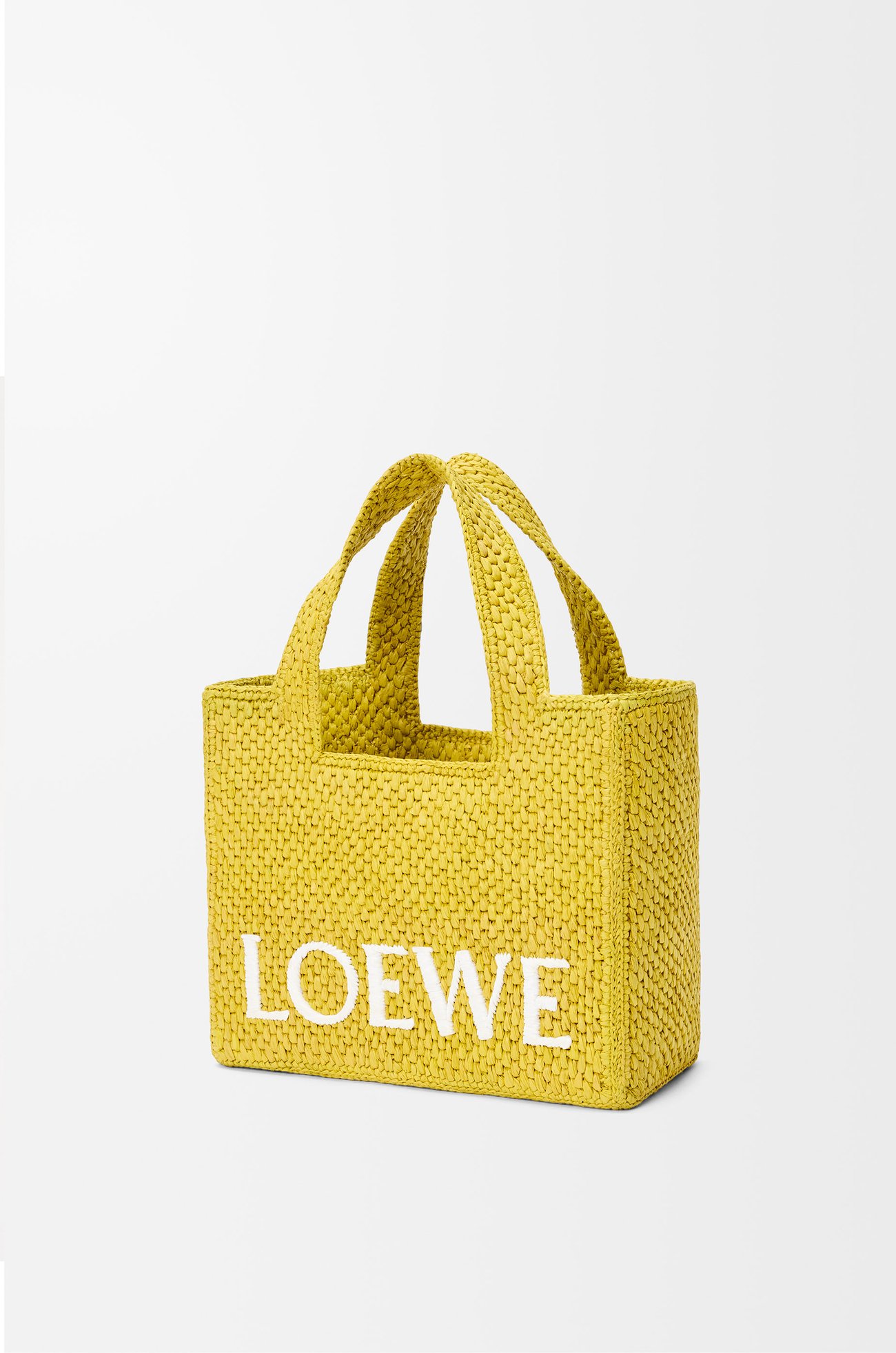 LOEWE Small LOEWE Font tote in raffia Yellow