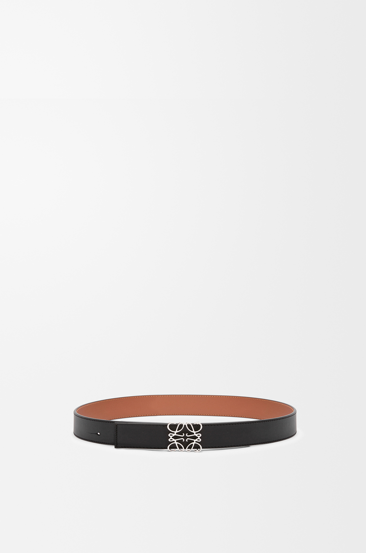 LOEWE Reversible Anagram belt in smooth calfskin Black/Tan/Palladium