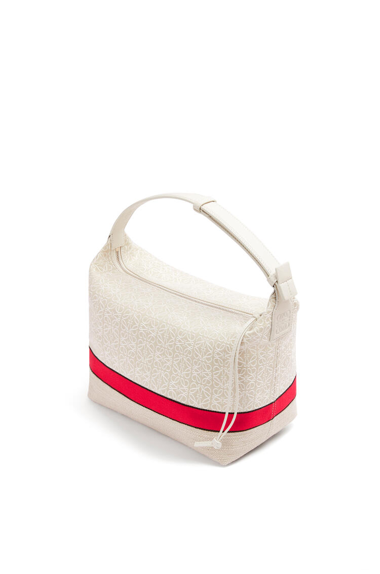 LOEWE Cubi bag in jacquard and calfskin Ecru/Red pdp_rd