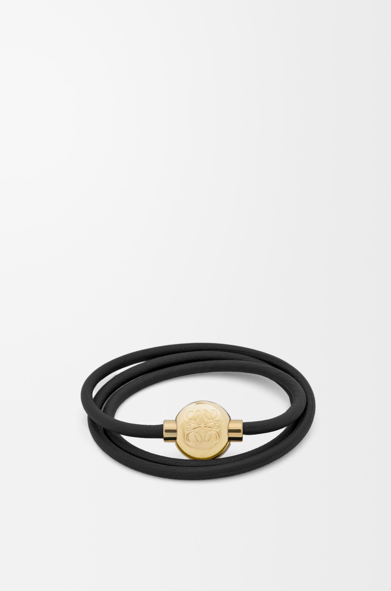 LOEWE 小牛皮 Pebble 手環 黑色/金色