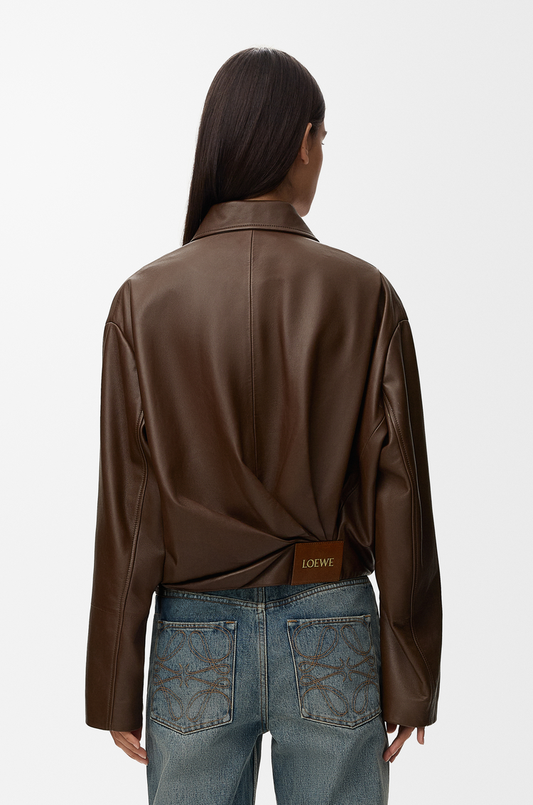 LOEWE Draped jacket in nappa lambskin Chocolate Brown