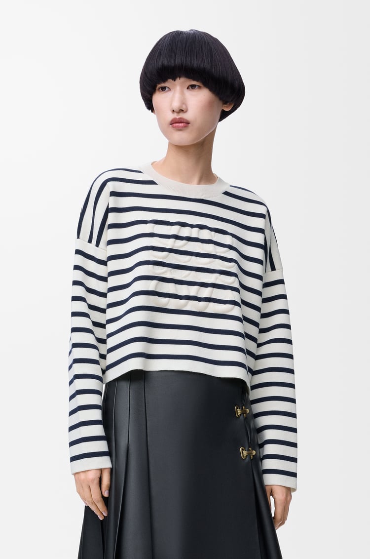 LOEWE Anagram sweater in wool Off-white/Navy