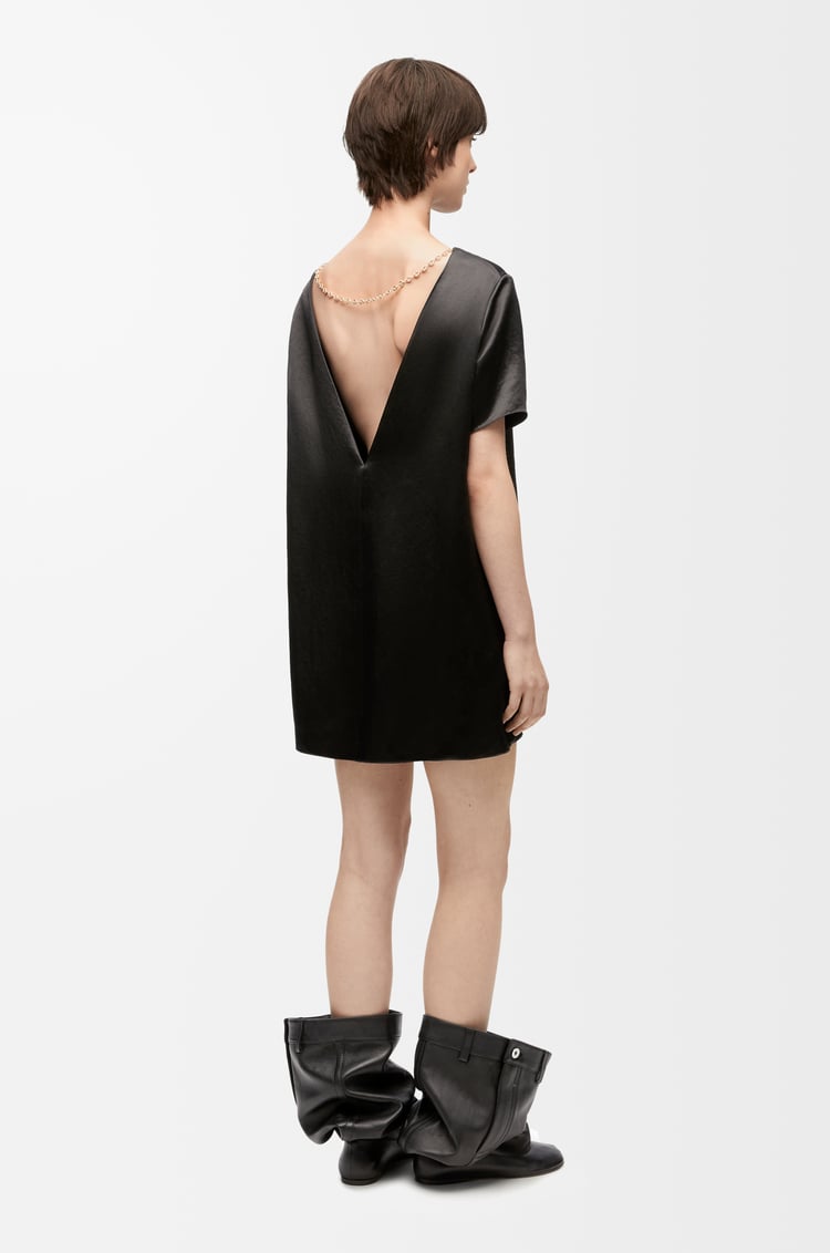 LOEWE Vestido con cadena en satén Negro