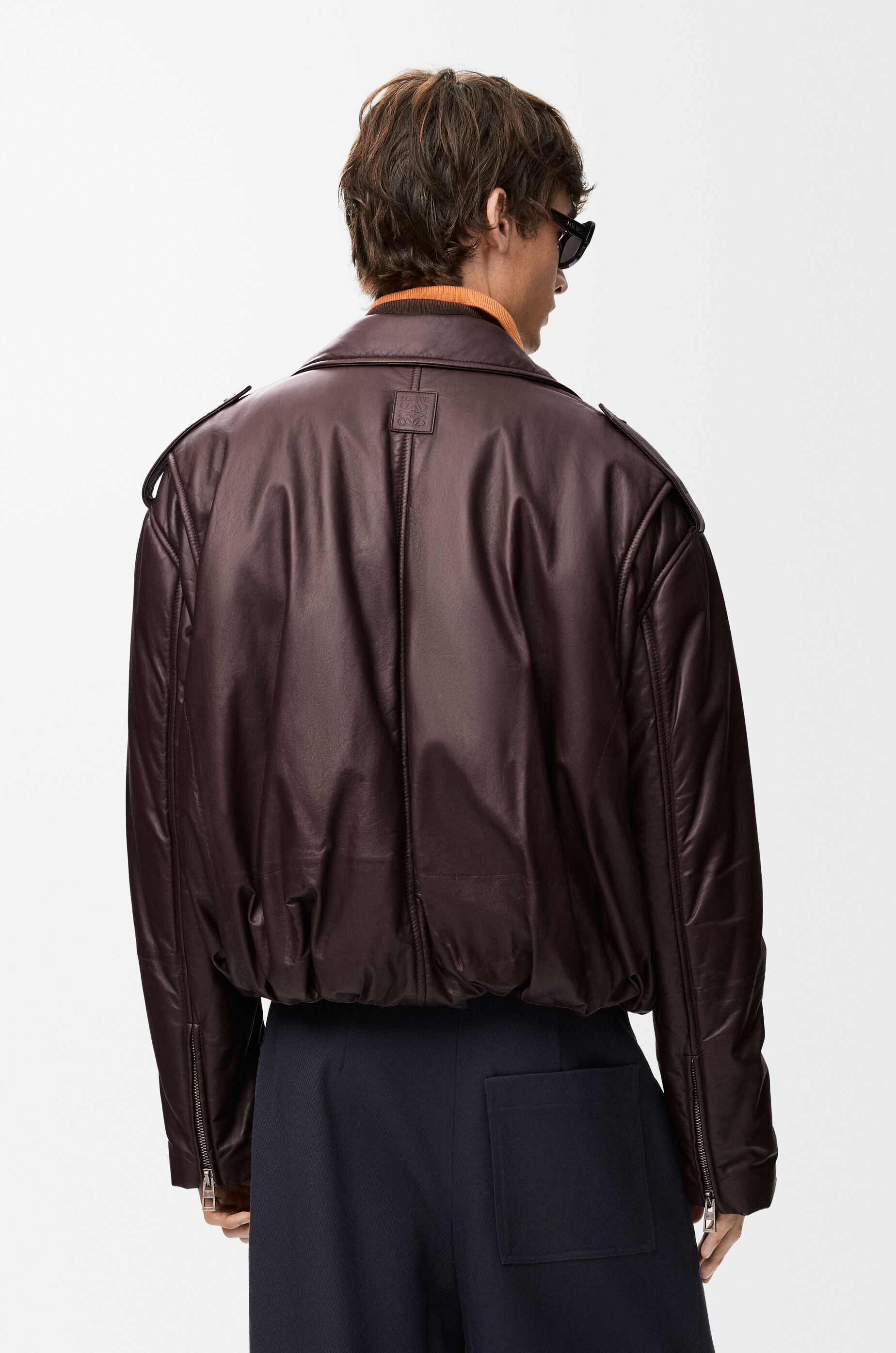 Balloon biker jacket in nappa lambskin Brown - LOEWE APAC official