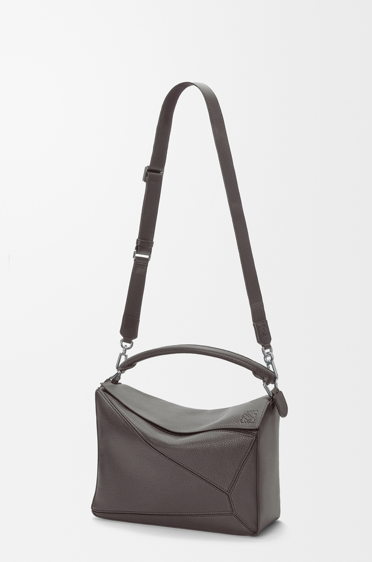 LOEWE Large Puzzle bag in supple grained calfskin Dark Grey