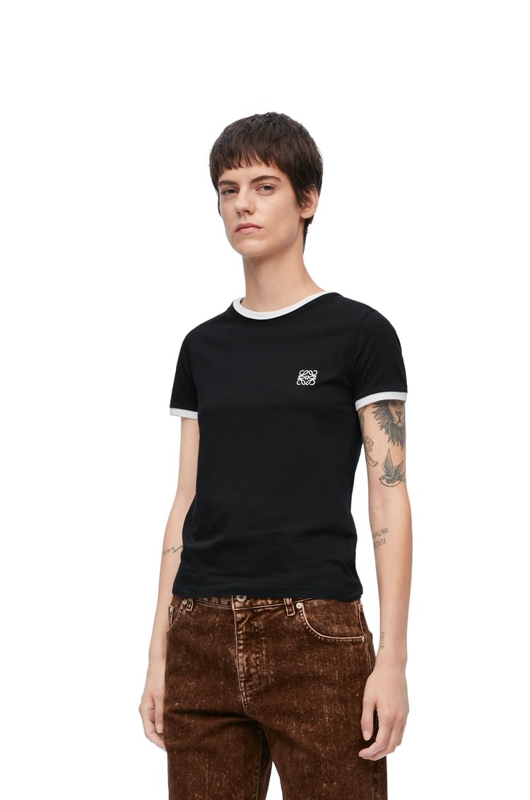 LOEWE Camiseta de corte ajustado en algodón Negro/Blanco