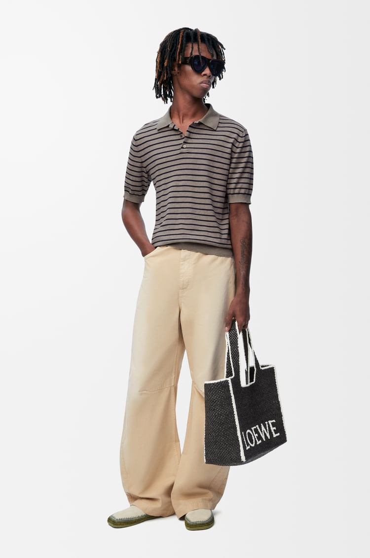 LOEWE Jersey polo en algodón Gris/Azul Marino