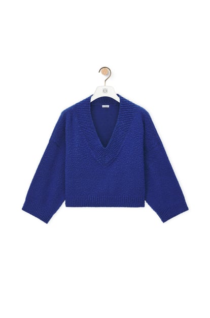 LOEWE Jersey cropped en mezcla de lana Azul