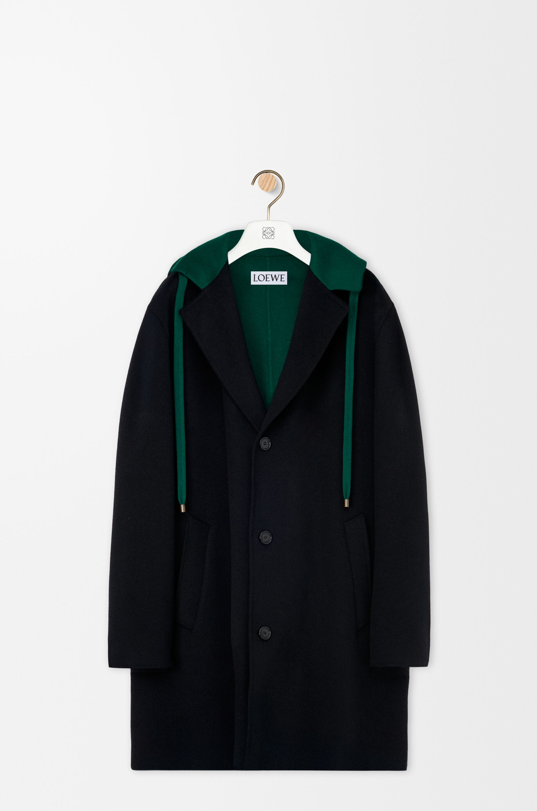 フーデッド コート（ウール&カシミヤ） ブラック - LOEWE