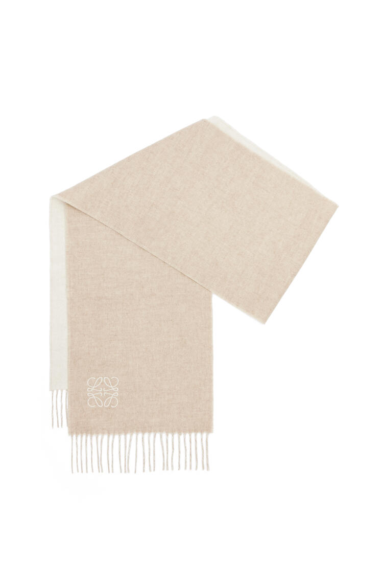 LOEWE Bicolour scarf in wool and cashmere Ivory/Sand