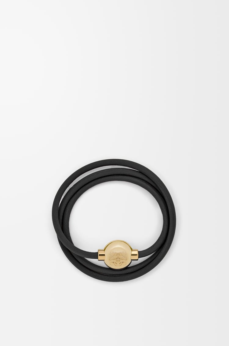 LOEWE 小牛皮 Pebble 手環 黑色/金色
