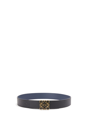 LOEWE Anagram belt in soft grained calfskin and smooth calfskin Black/Ocean/Old Gold plp_rd
