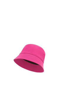 LOEWE Sombrero de pescador en lona y piel de ternera Magenta/Bronceado pdp_rd