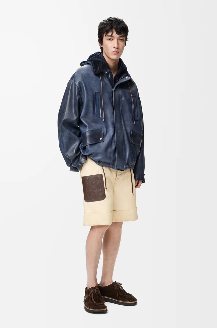 LOEWE Turn-up shorts in cotton Beige