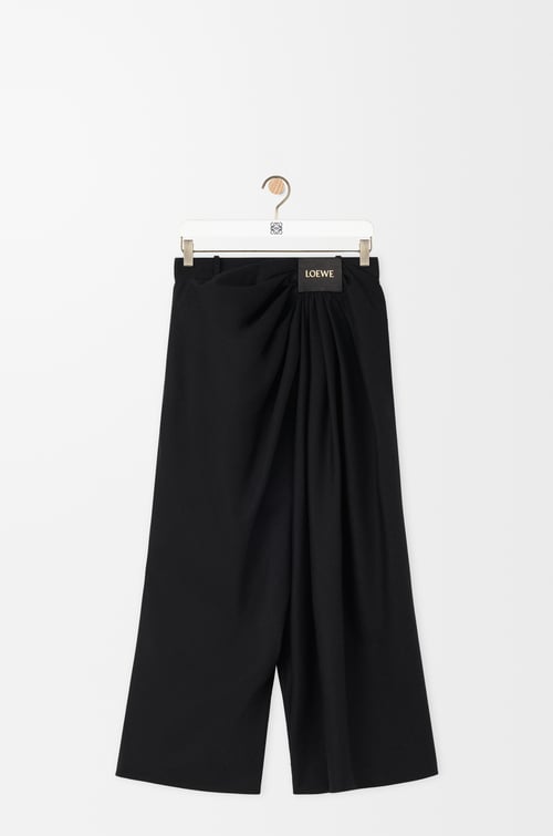 LOEWE Cropped draped trousers in cotton and silk Black