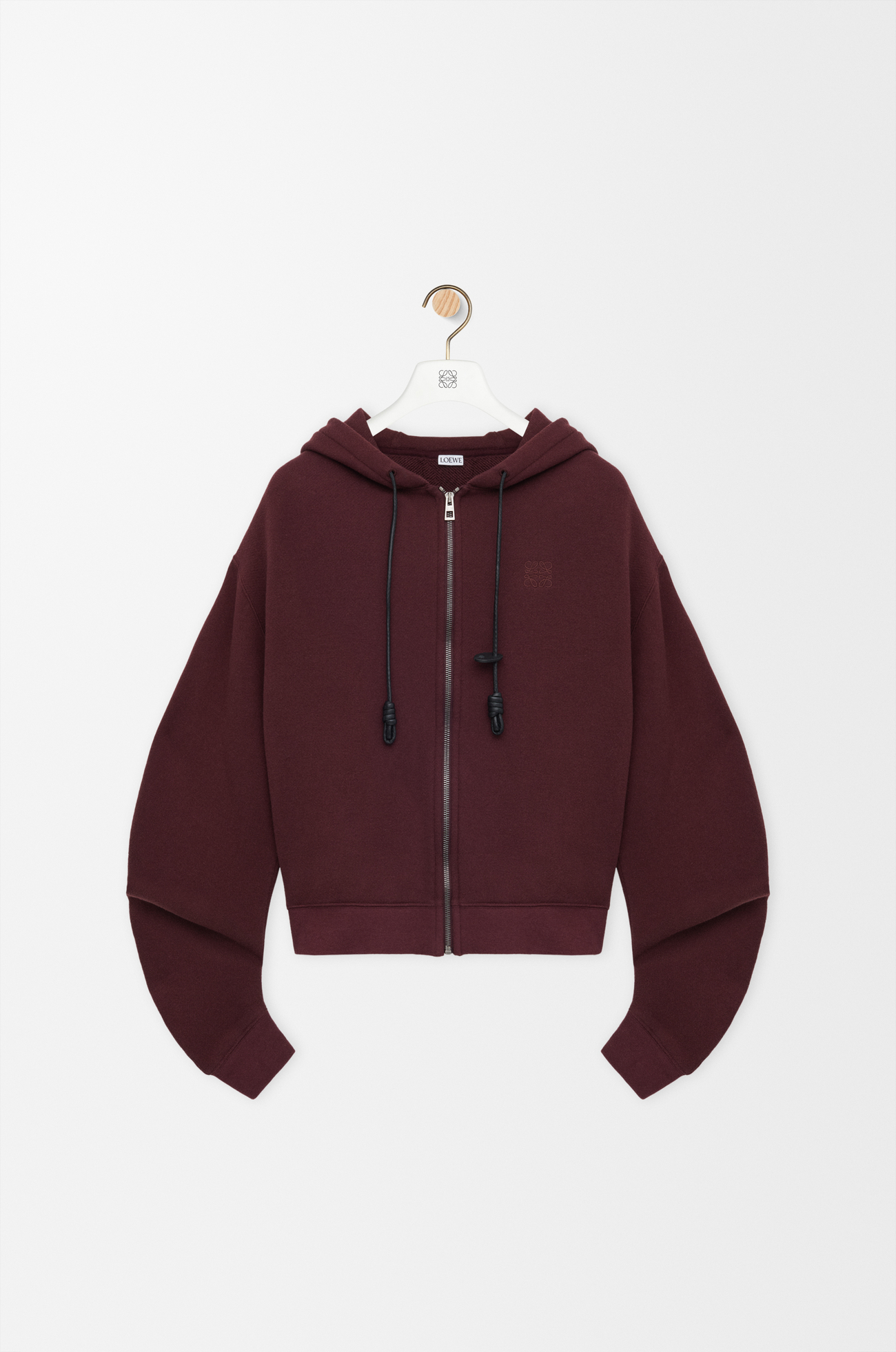 LOEWE Sweatshirt à capuche Flamenco en coton et cachemire Bordeaux Foncé