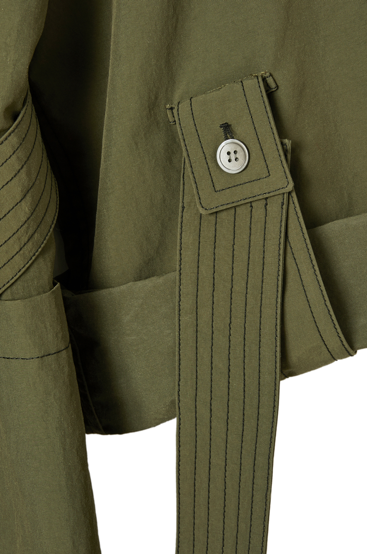 LOEWE NYLON OVERSIZE COAT Black/Khaki Green