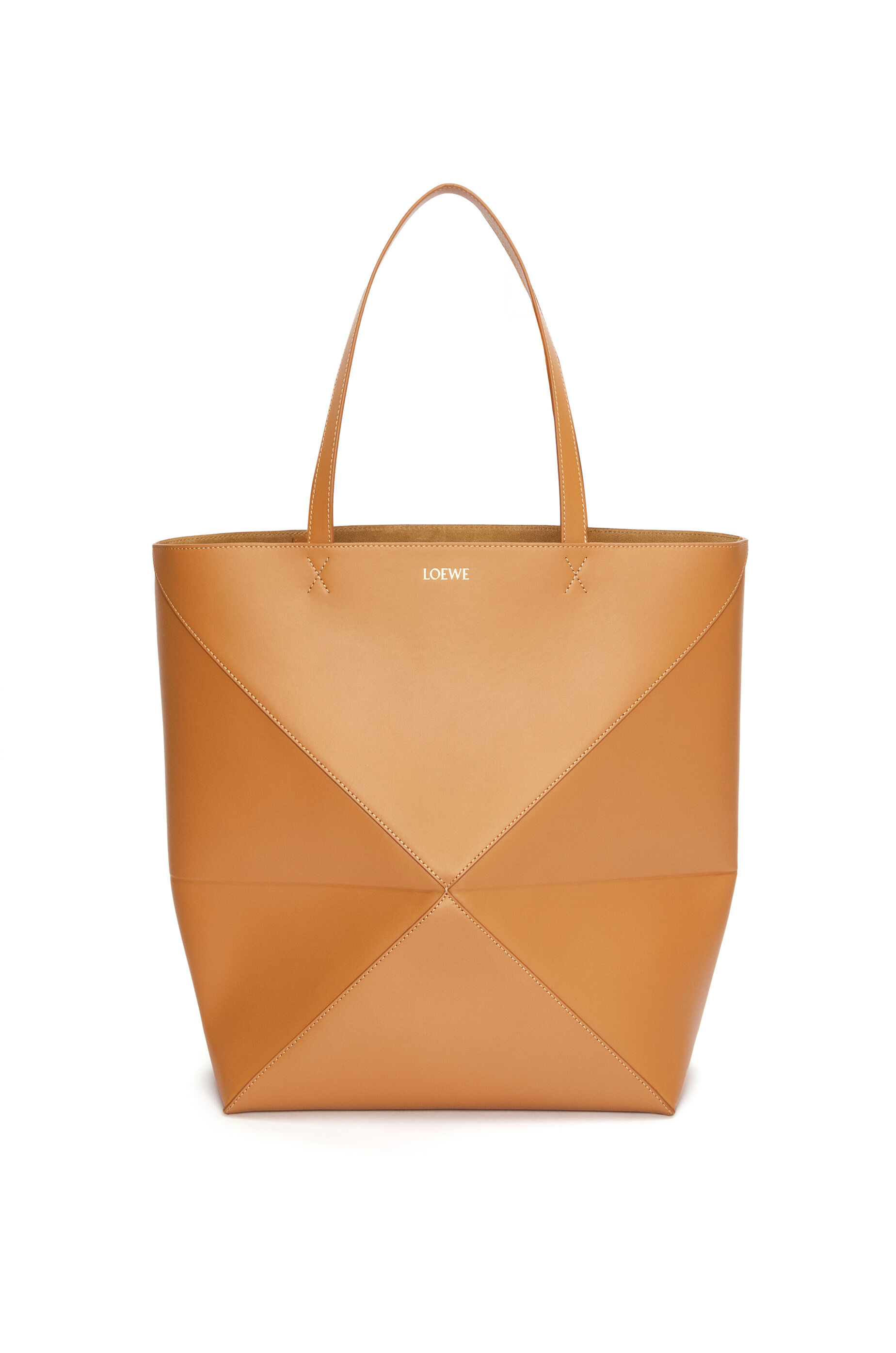 XL Puzzle Fold tote in shiny calfskin Black - LOEWE
