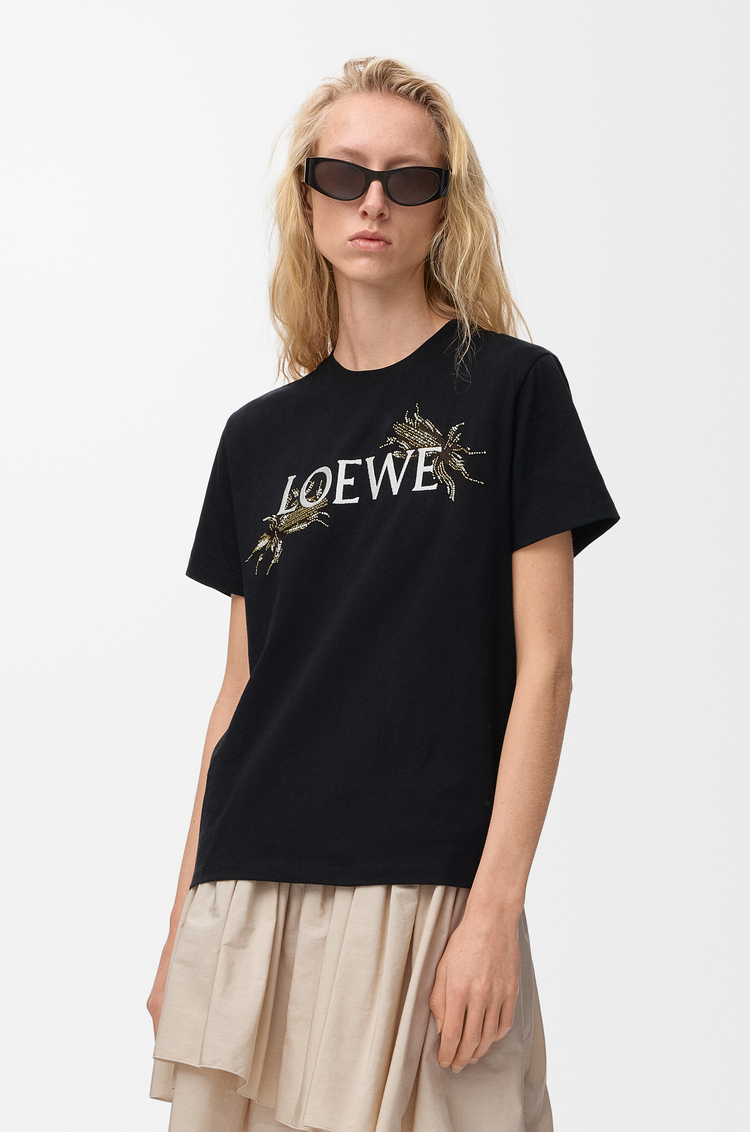 LOEWE 棉质装饰 T 恤 黑色