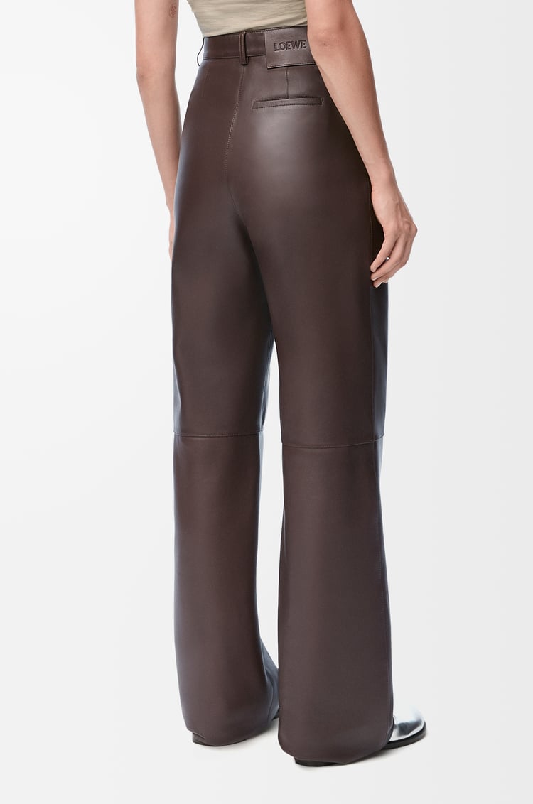 LOEWE Pantalón en piel napa de cordero Marrón Chocolate