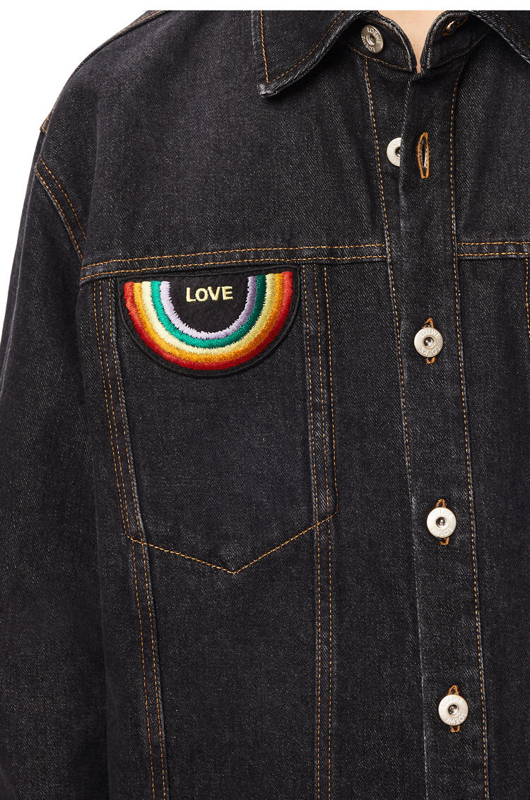LOEWE Rainbow patch overshirt in denim Washed Black pdp_rd