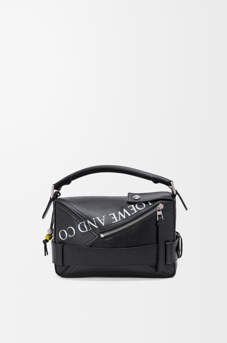 LOEWE Puzzle 10 William Morris re-edition bag in shiny calfskin Black