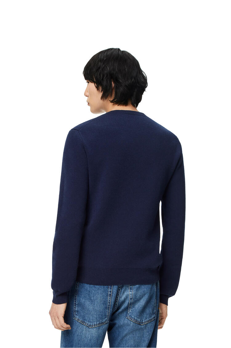 LOEWE Metallic sinkhole sweater in wool Navy Blue