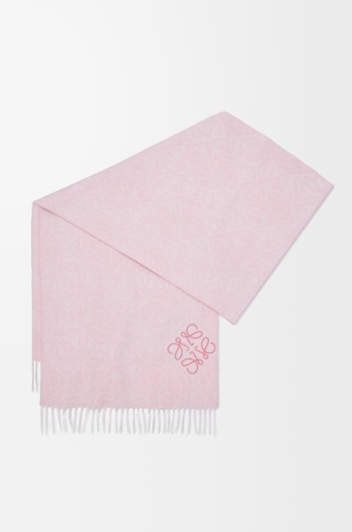 LOEWE Anagram scarf in wool and cashmere Soft Pink