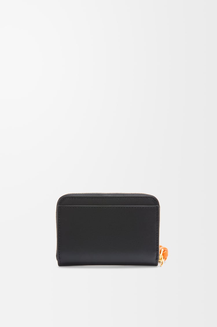 LOEWE Zipped coin purse in shiny nappa calfskin Black/Bright Orange