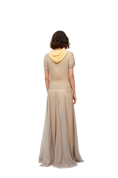 LOEWE Hooded jumpsuit in silk and viscose Grey/Yellow plp_rd