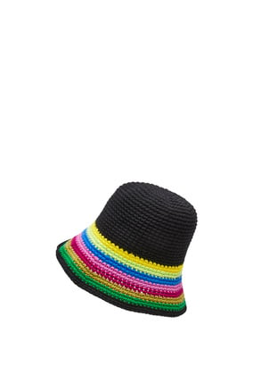 LOEWE 棉质和牛皮革钩针编织帽 Multicolor/Black plp_rd