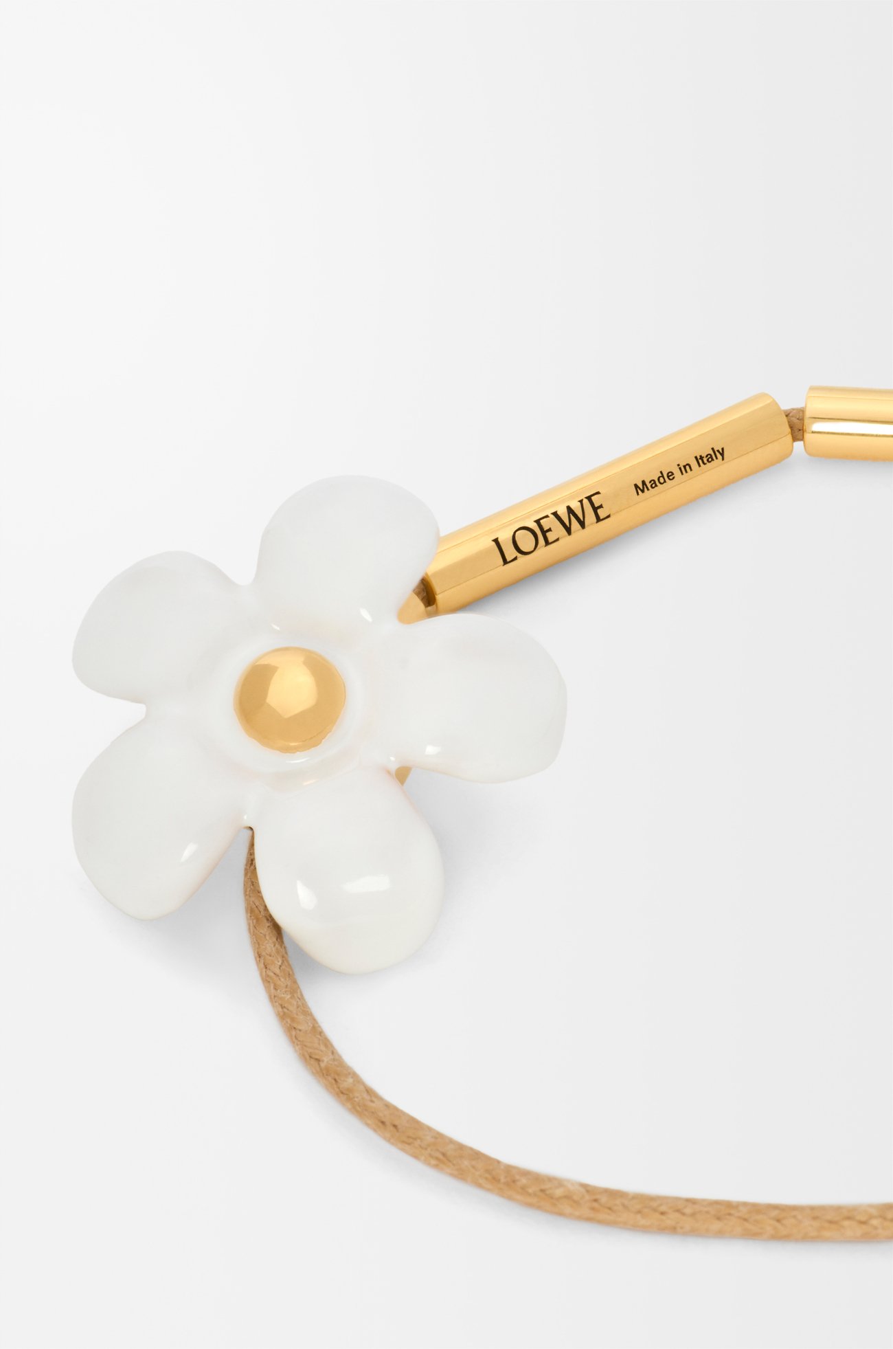 LOEWE フラワー ブレスレット（スターリングシルバー&エナメル） ゴールド/ホワイト