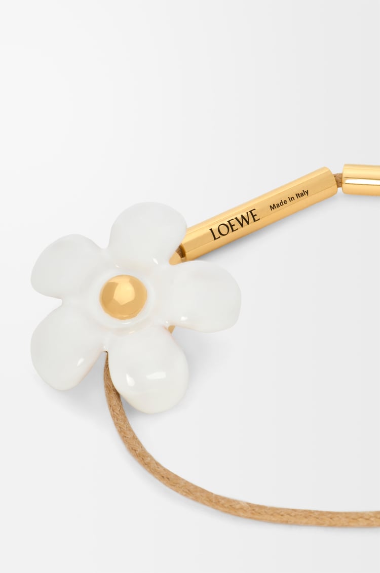 LOEWE Flor bracelet in sterling silver and enamel Gold/White